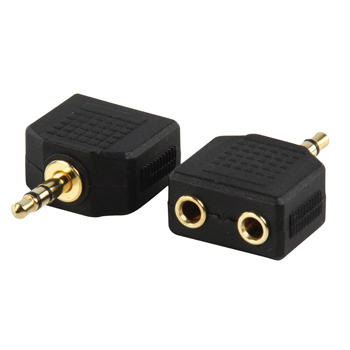 3.5mm Stereo Male - 2x3.5mm Stereo Female Adapter, Gold Plated
