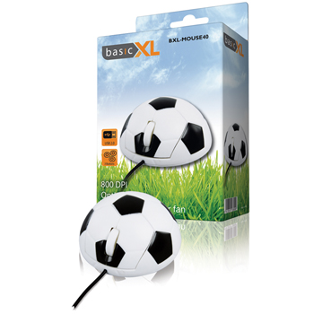 basicXL Optical Football Mouse, 800 DPI, 1.4m, USB, Black/White