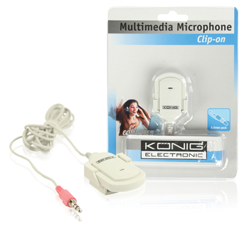 König Clip-On Microphone, 3.5mm, 1.8m, White