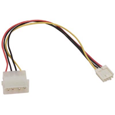 Deltaco Power Adapter, 4-pin Molex M to 3.5" 4-pin F, 0.1m