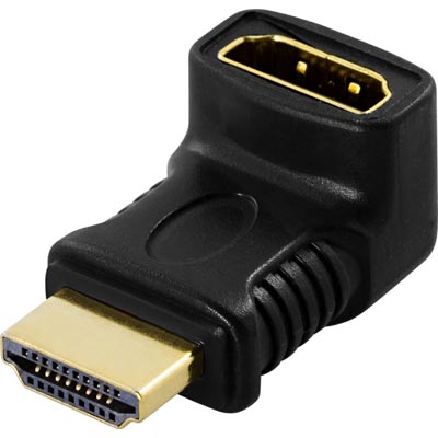 Deltaco HDMI Adapter, HDMI Male - Female, Corner
