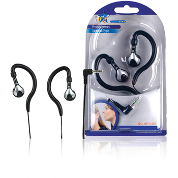 HQ In-Ear Headphones with Earhooks black, 1.2m, Black HQ In-Ear Headphones with Earhooks black, 1.2m, Black