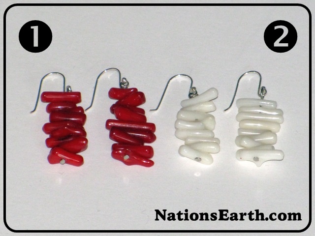 Coral Branch Dangle Earrings, Red (No.1)