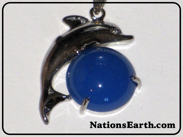 Dolphin Pendant with Blue Gemstone
