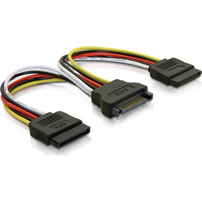 Deltaco SATA Power Cable, SATA to 2xSATA, 0.1m Deltaco SATA Power Cable, SATA to 2xSATA, 0.1m