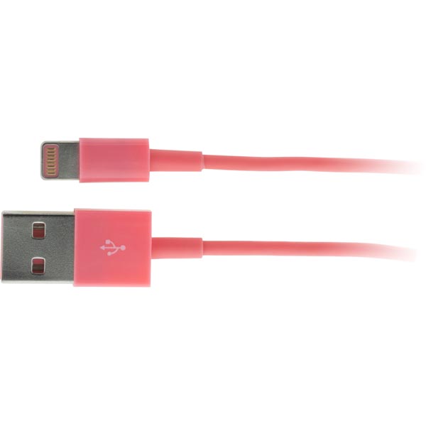 Lightning USB Cable, Lightning Male - USB2 A Male, 1m, Pink
