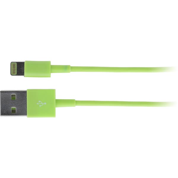 Lightning USB Cable, Lightning Male - USB2 A Male, 1m, Green