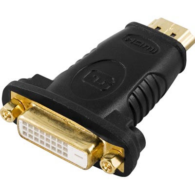 Deltaco HDMI Adapter, HDMI Male - DVI-D Female, Black