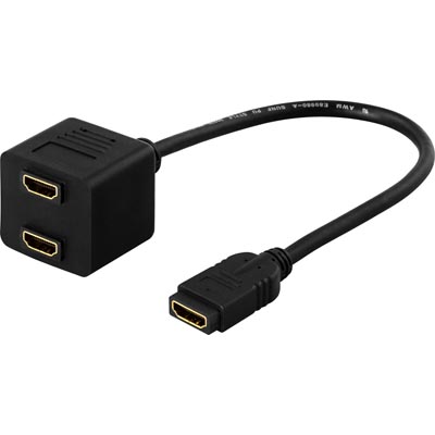 Deltaco HDMI Adapter, HDMI Female > 2xHDMI Female, 0.1m