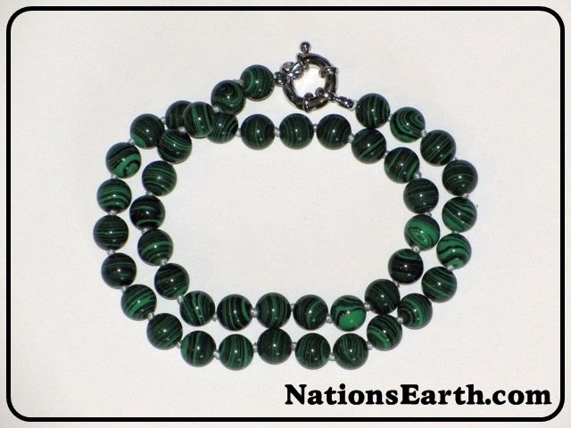 8mm Malachite Beads Gemstone Necklace