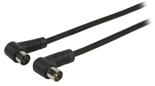 Valueline Antenna Cable, Angeled, Male - Female, 1m, Black