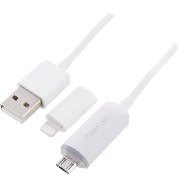 Epzi Smart Led, USB 2.0 A - Micro-B / Lightning, 1m, White