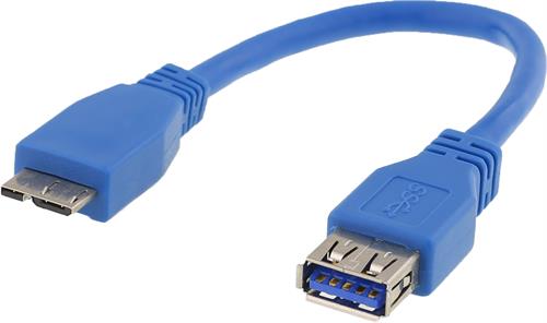Deltaco USB 3.0 Adapter, Micro B Male - A Female, 0.1m, Blue